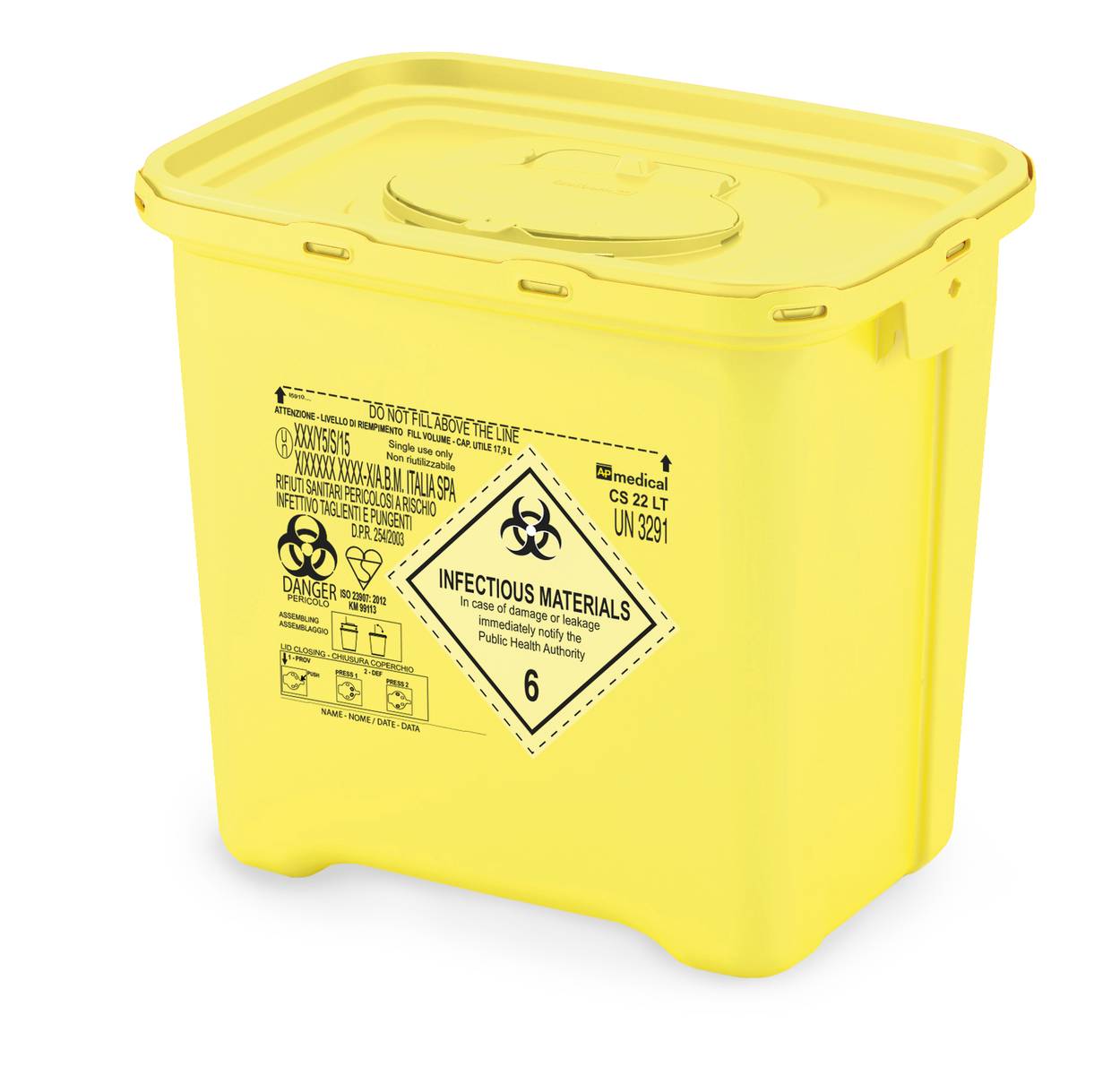 Waste Bin Infectious Waste 50l single use box set