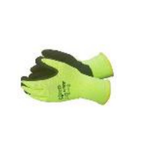 neon green work gloves